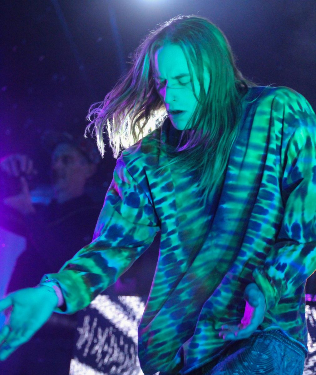 A dancer performs on stage during Justin Martins set at Flow for the Soul on Nov. 1. The dancer was one of two performers on stage. 