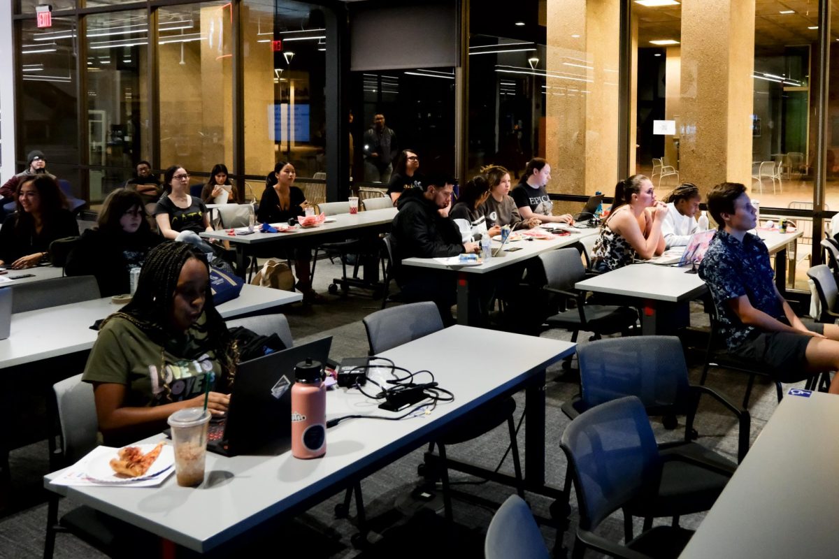 Students watch the election results come in at the SGPP watch party on Nov. 5.