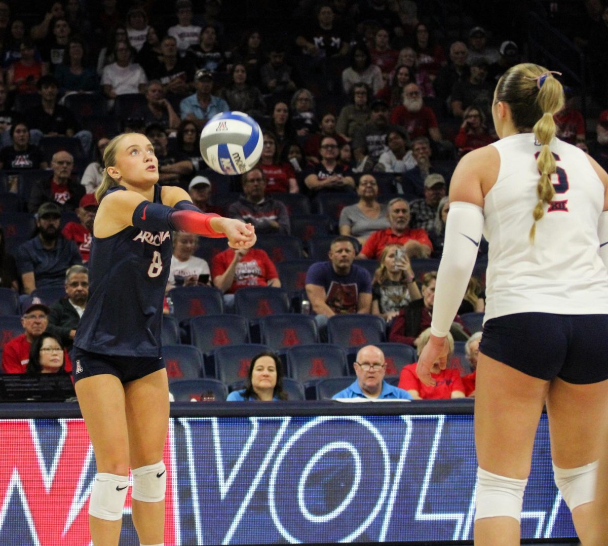 University of Arizona volleyball player Haven Wray hits the ball in McKale Center on Nov. 23 against Iowa State University. The win over ISU pushed the Wildcat's win streak to five games.