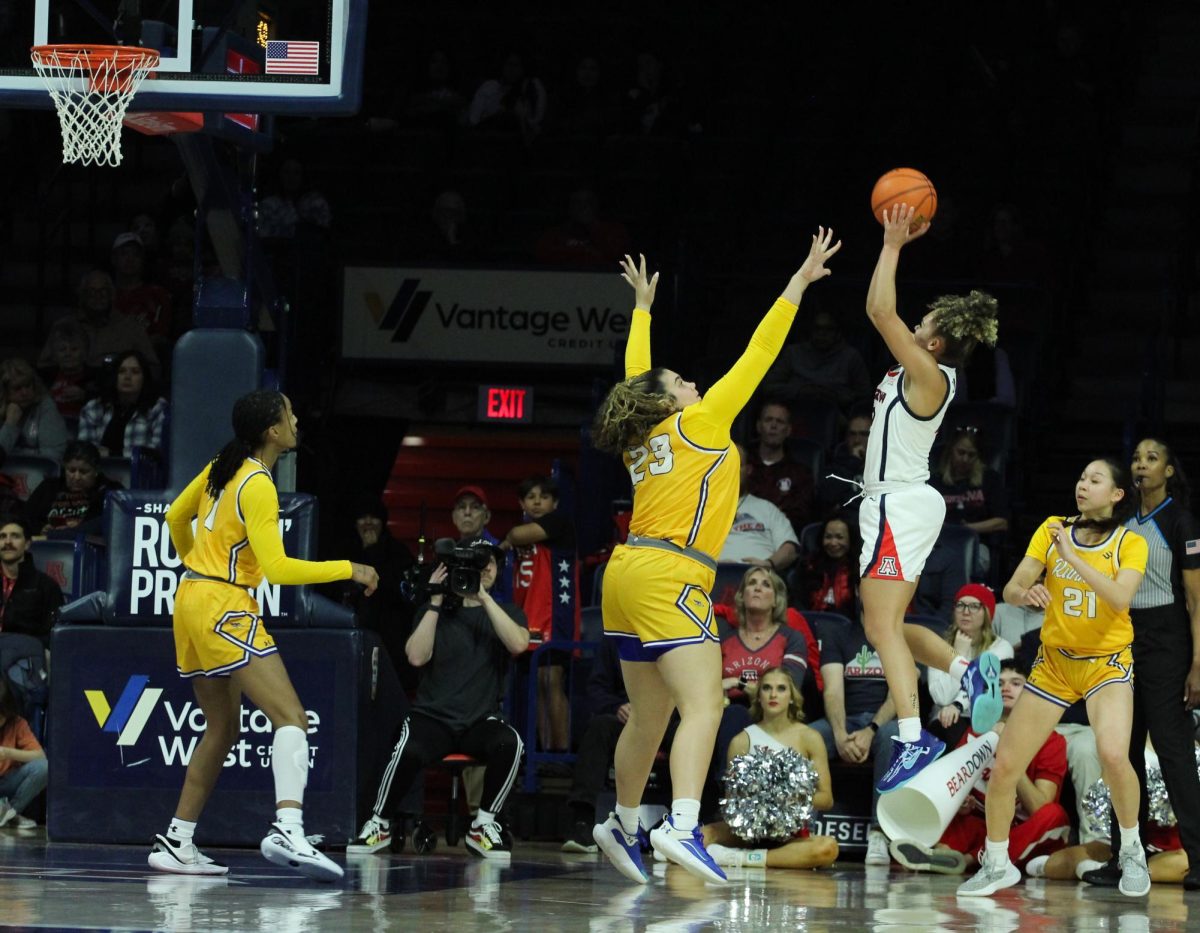 University of Arizona womens basketball player Jada Williams goes to shoot the ball on Dec. 10 in McKale Center against California State University, Bakersfield. Williams had 4 points, rebounds and assists during the game. 