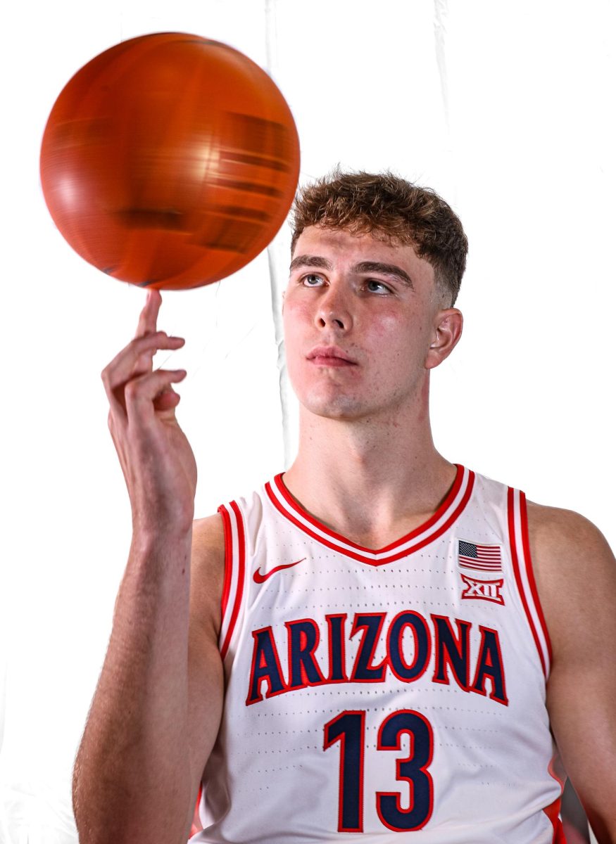 Motiejus Krivas poses for a photo at Arizona Men’s Basketball media day in McKale Center on Sept. 17.