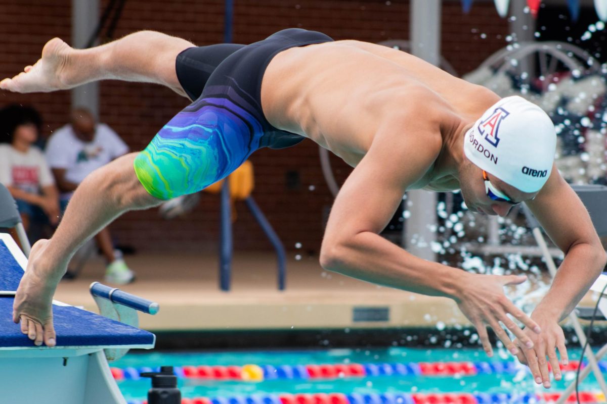 Aaron Gordon competes in the Men’s 200 Free against ASU and GCU at Hillenbrand
Aquatic Center on Oct. 10.