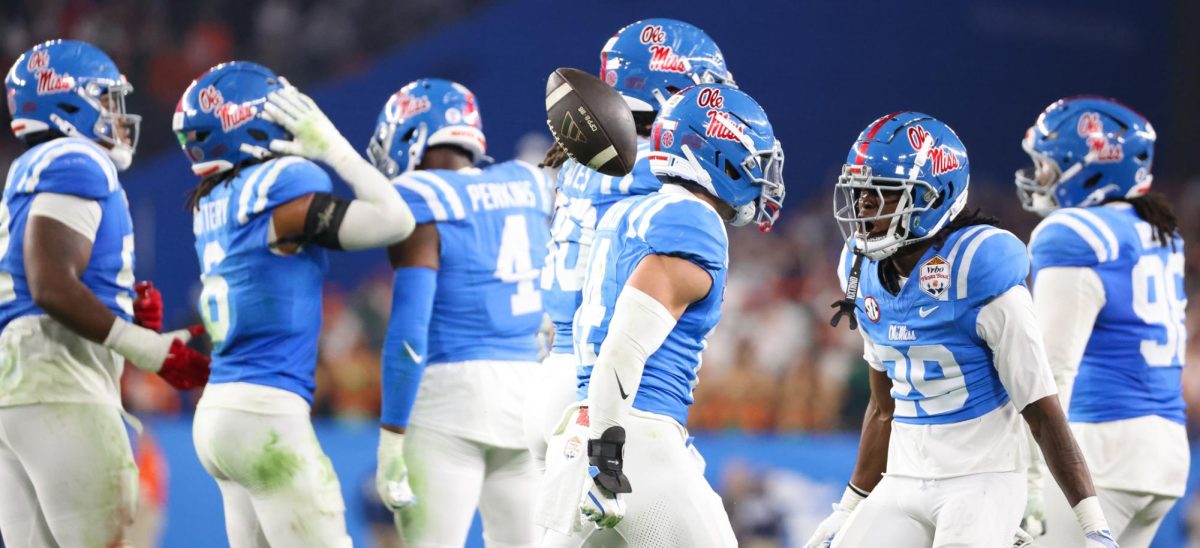 Kapena Gushiken celebrates an interception against Miami in the Fiesta Bowl in State Farm Stadium in Glendale, Ariz. on Jan. 8.