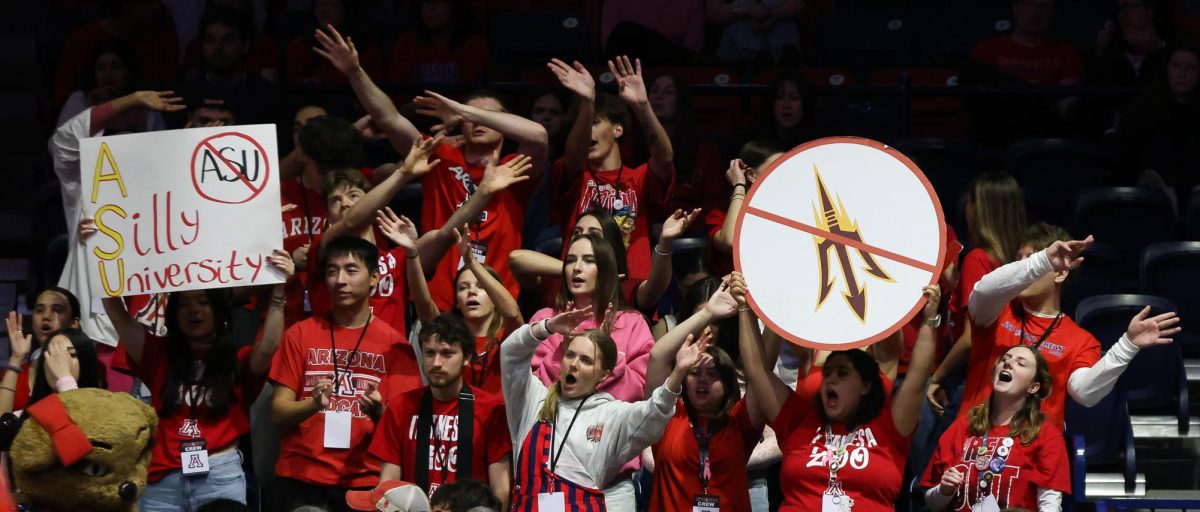 ZonaZoo attempts to distract an ASU player at McKale Center in Alkeme Arena on Feb. 14.