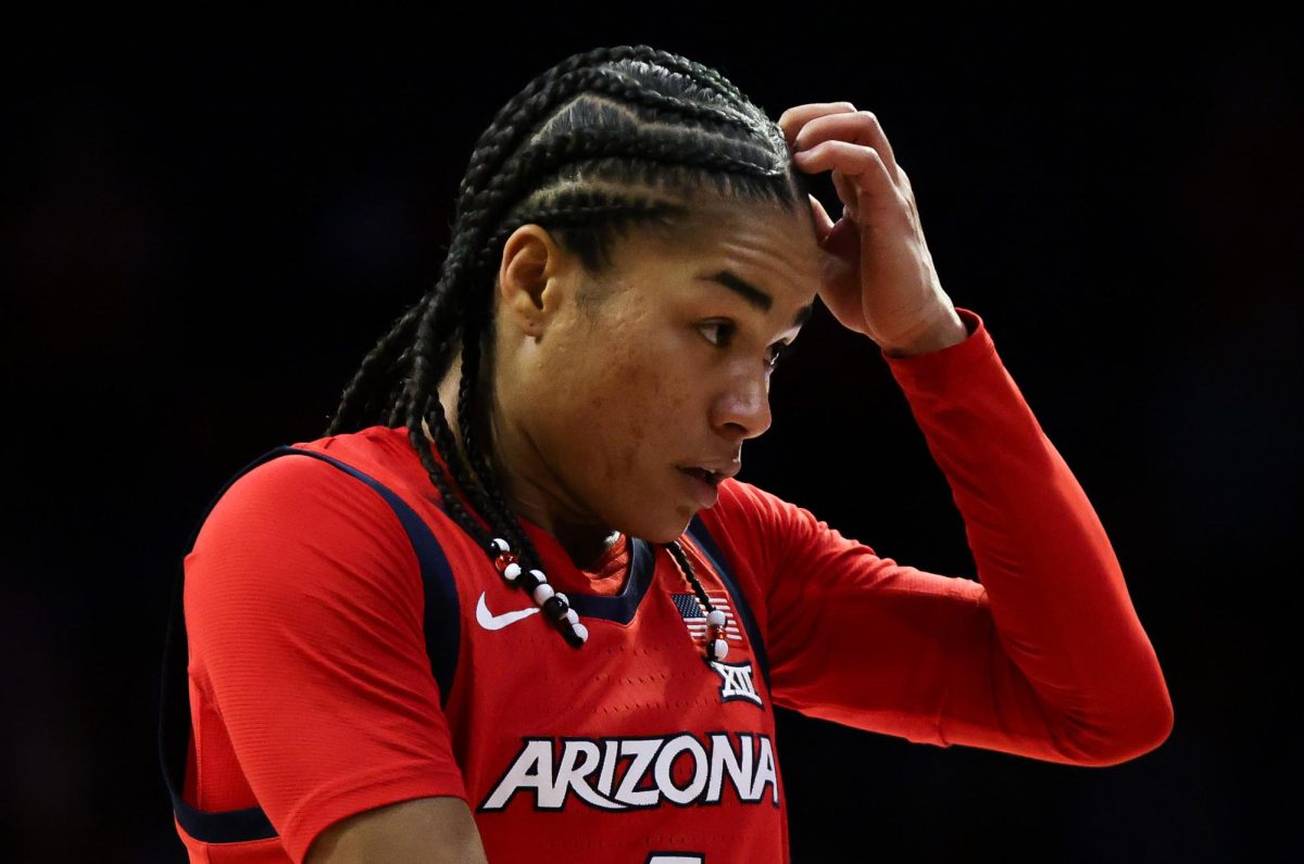 Noelani Cornfield disappointed with a call against ASU at McKale Center in Alkeme Arena on Feb. 14.