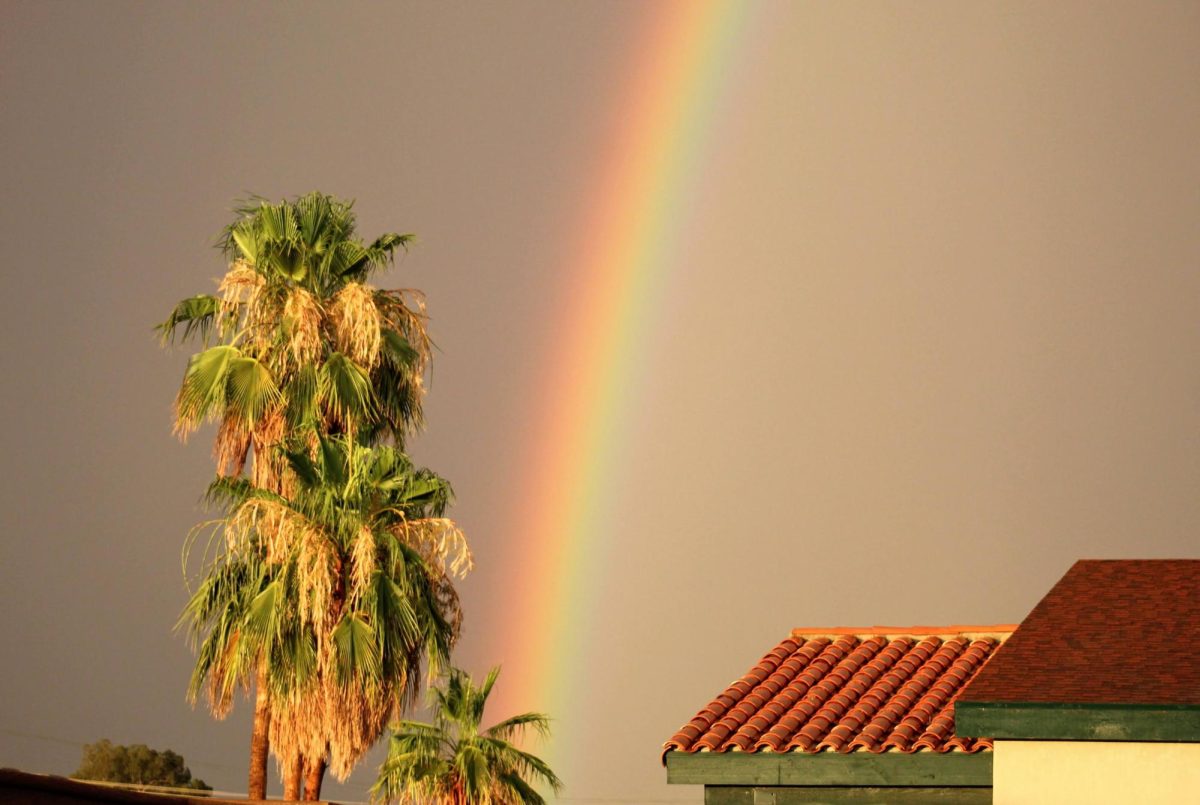 A rainbow starts forming by an apartment complex near 142 S Tucson Blvd on Jun. 17. The rainbow had formed after heavy rain occurred.  
