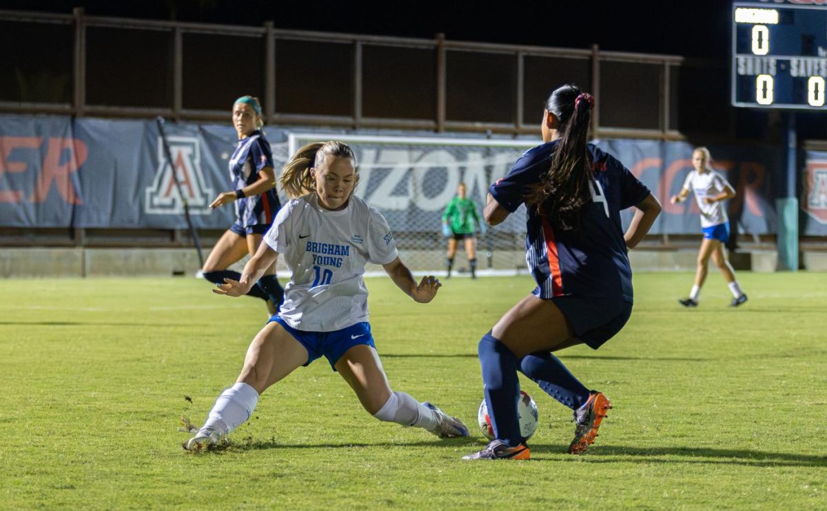Zoe Mendiola crosses up her defender on her way towards the goal on Sept. 18.