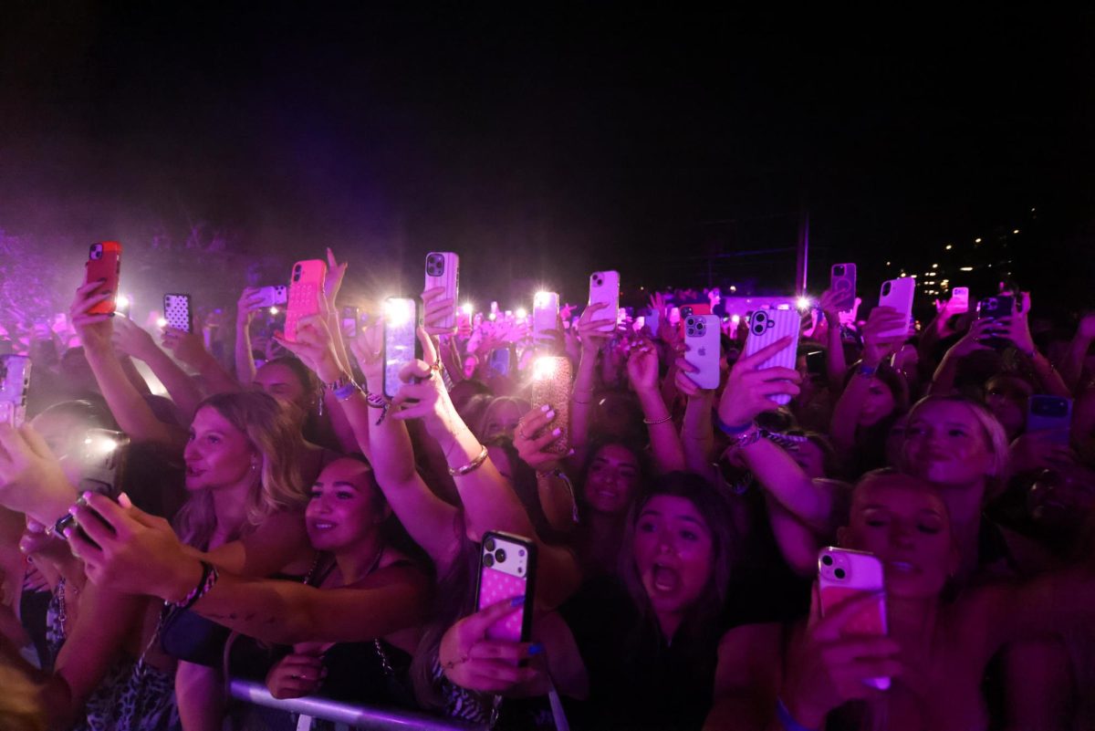The crowd films the concert on their phones at the Rolling Loud One Big College Tour on Sept. 24.