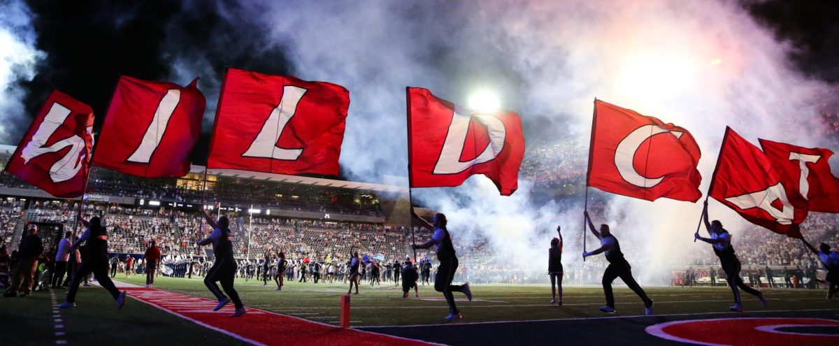 Arizona Football runs out of the tunnel before their first home conference game of 2026 against Cincinnati on Oct. 3.